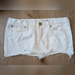 Y2K Vintage Hollister White Denim Distressed Mini Skirt Size 0
